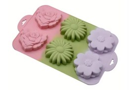 Molde silicona 6 jabones flores